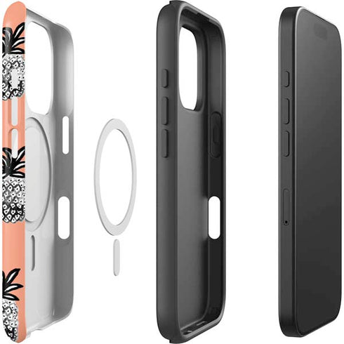 Bouffants and Broken Hearts Gray Scale Pineapple iPhone 16 Pro Magsafe Impact Case
